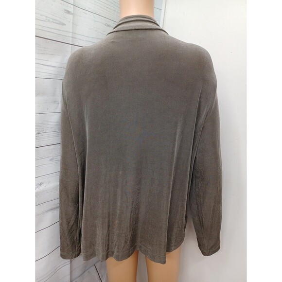 Private Edition by Chicos Jacket Full Zip Slinky Acetate Brown Top Sz 3 L - Picture 5 of 10